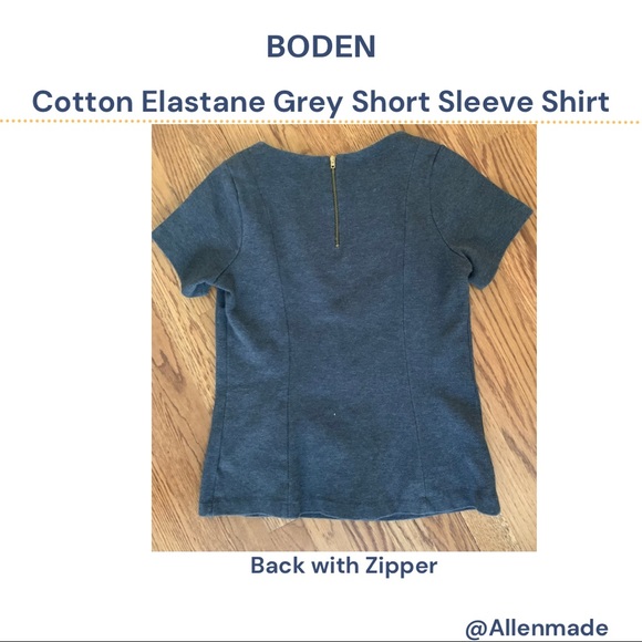 Boden Cotten Elastane Grey Top with pockets, pullover, zipper back Size US 8 - Picture 2 of 3